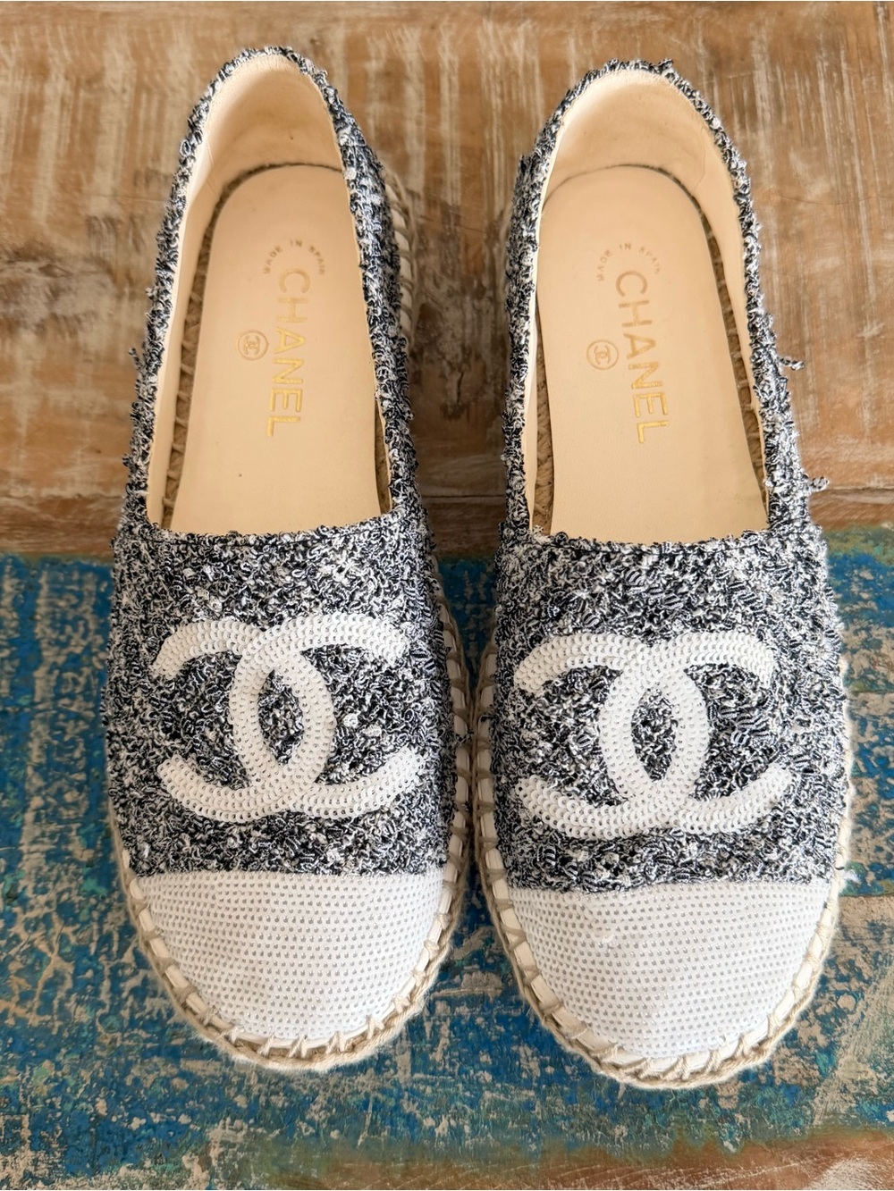 CHANEL Espadrilles Tweed & Sequin